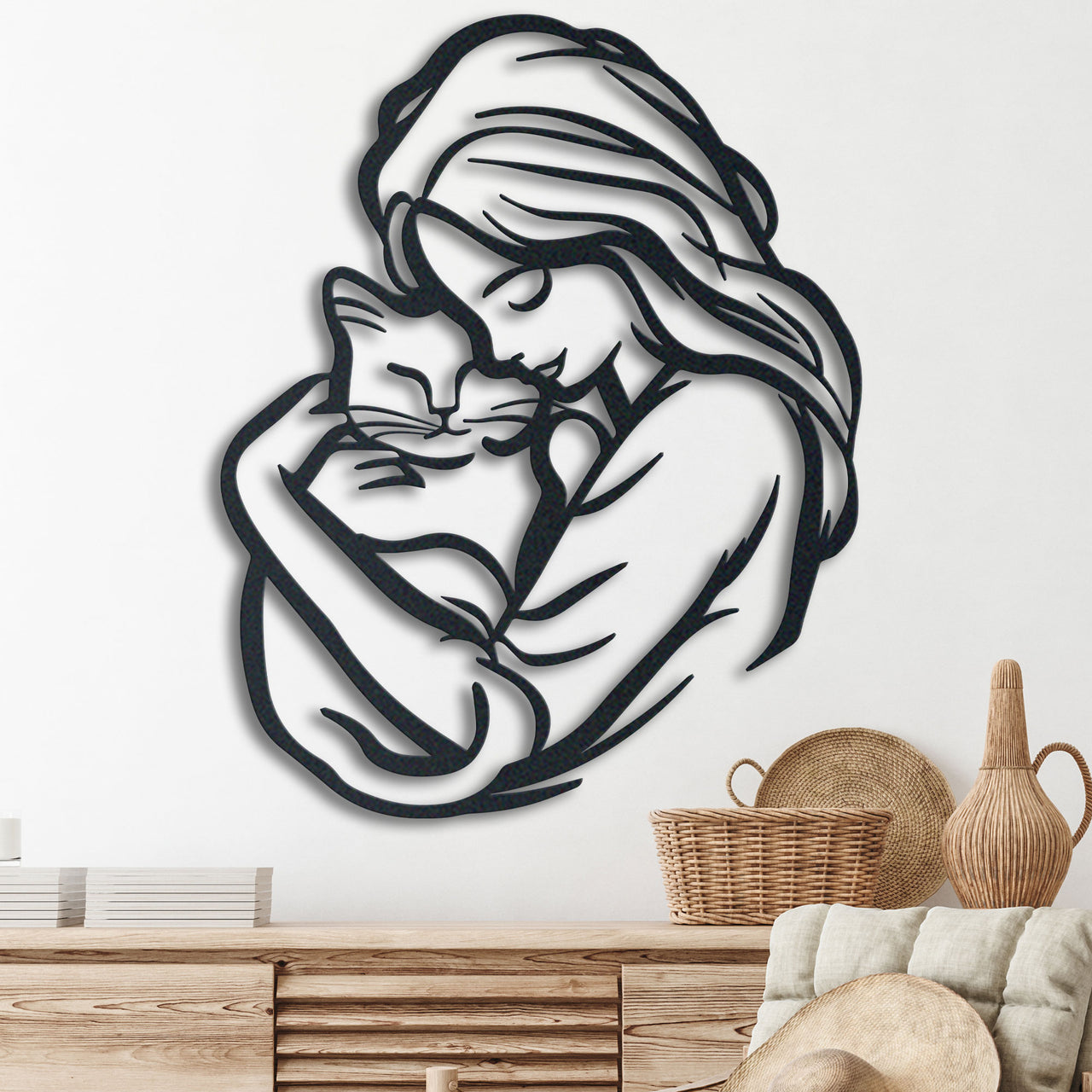 Handcrafted Cat Mom Metal Wall Art, Unique Home Decor, Ideal for Cat Lovers