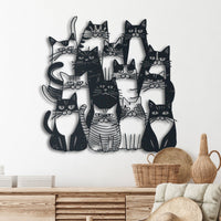 Thumbnail for Funny Whimsical Cats Metal Wall Art, Outdoor Wall Decor for Cat Lovers, Unique Feline Art