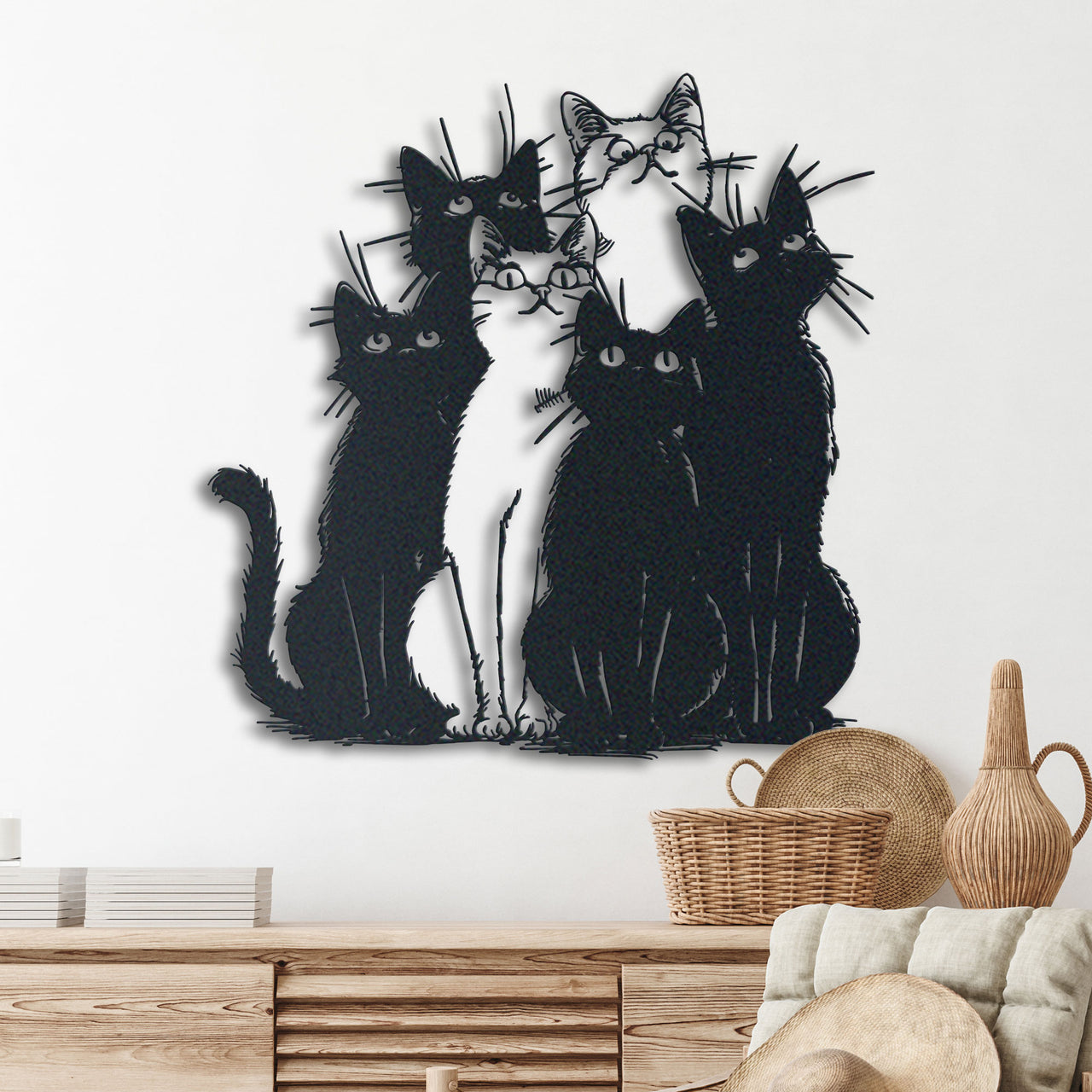 Funny Cats Metal Wall Art, Quirky Cat Decor for Living Room, Perfect Cat Lover Gift