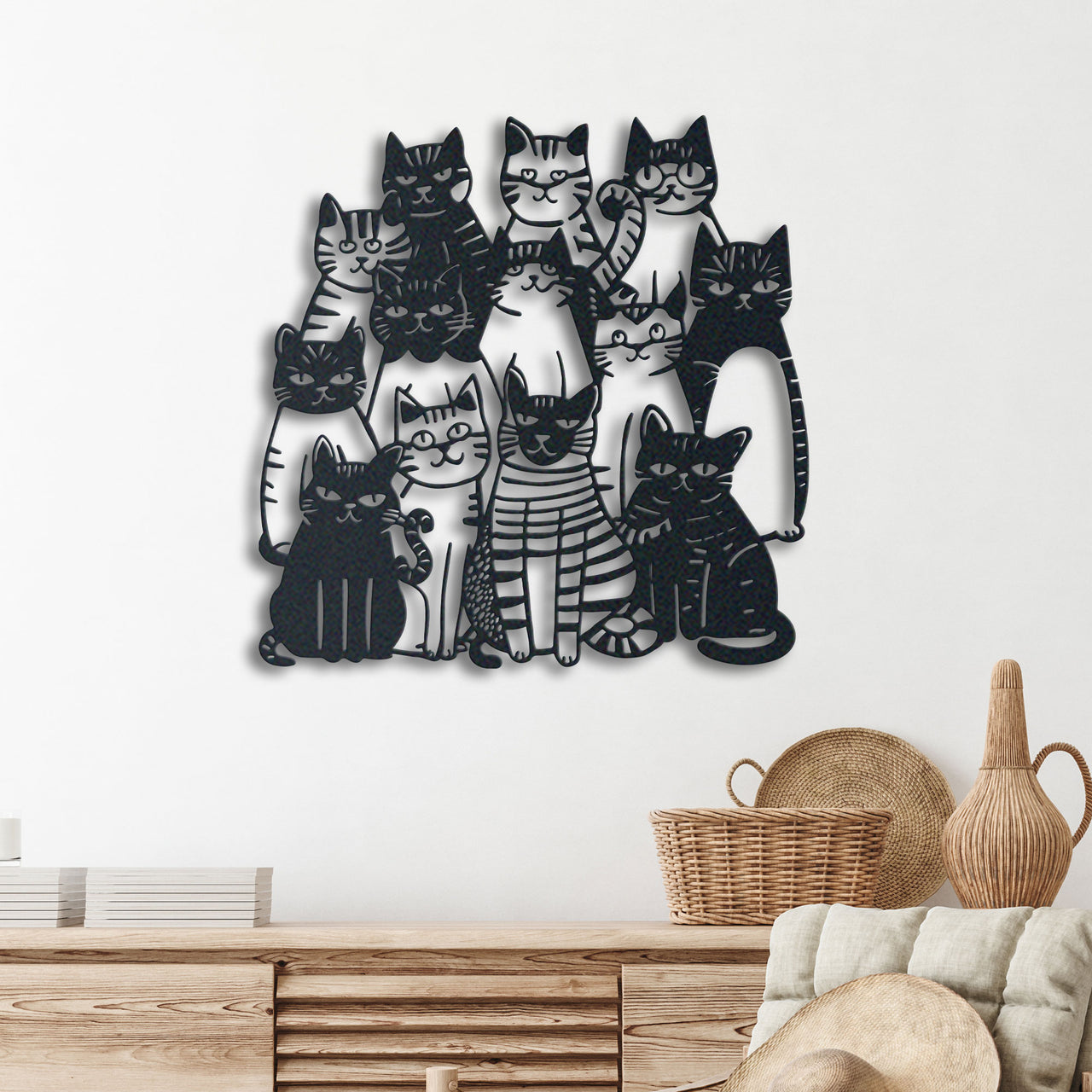 Humorous Metal Cats Wall Art, Unique Cat-Themed Decor, Great Birthday Gift for Cat Enthusiasts