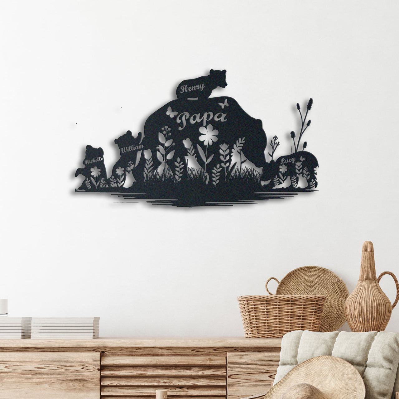 Family Mama Bear Metal Wall Art Gift For Mother's Day