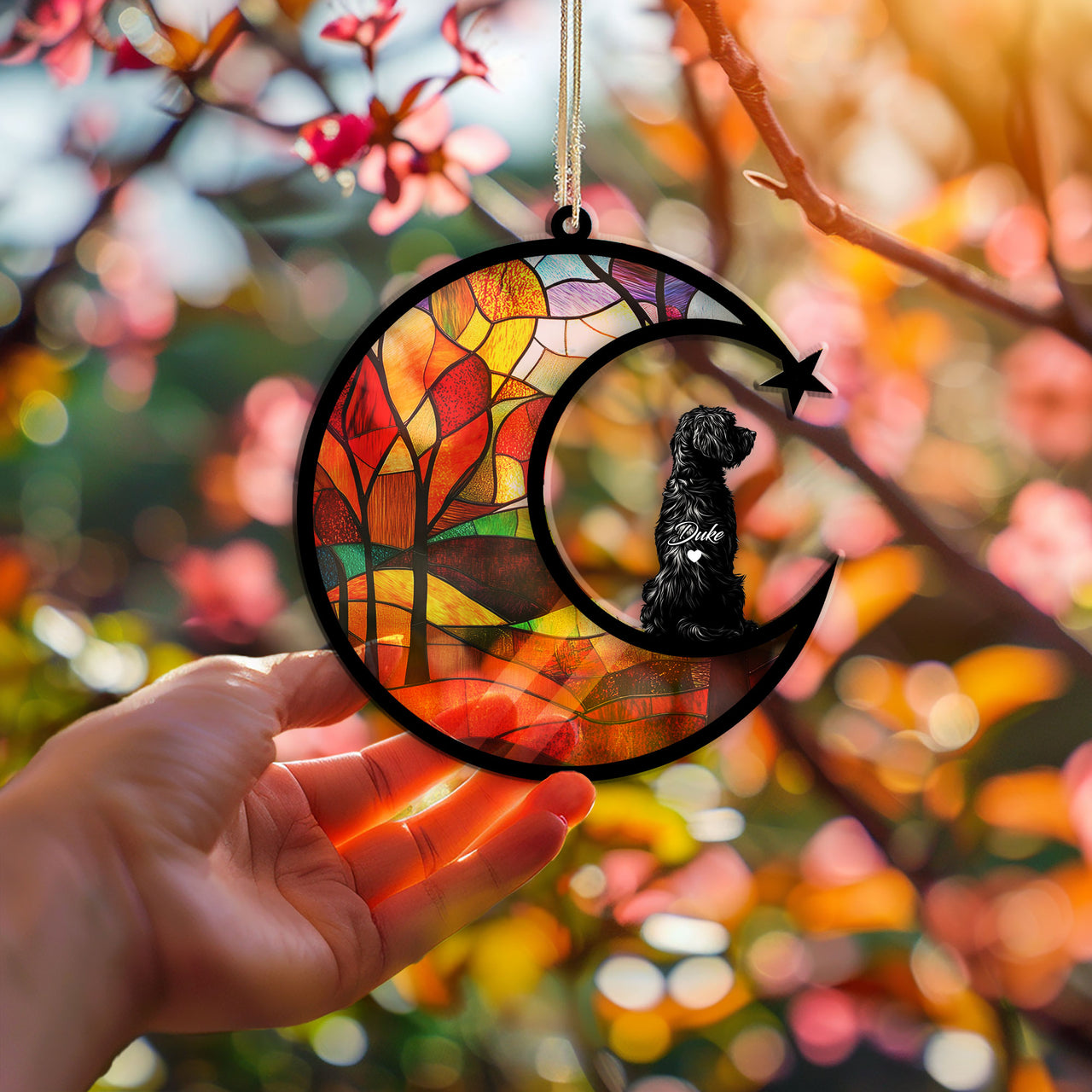 Suncatcher Ornament Aussiedoodle Memorial, Dog Ornament Home Decor, Pet Loss Gift, Thoughtful Christmas Gift