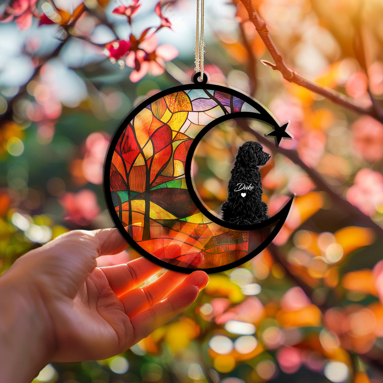 Suncatcher Ornament Bernedoodle Memorial, Dog Ornament Home Decor, Pet Loss Gift, Thoughtful Christmas Gift