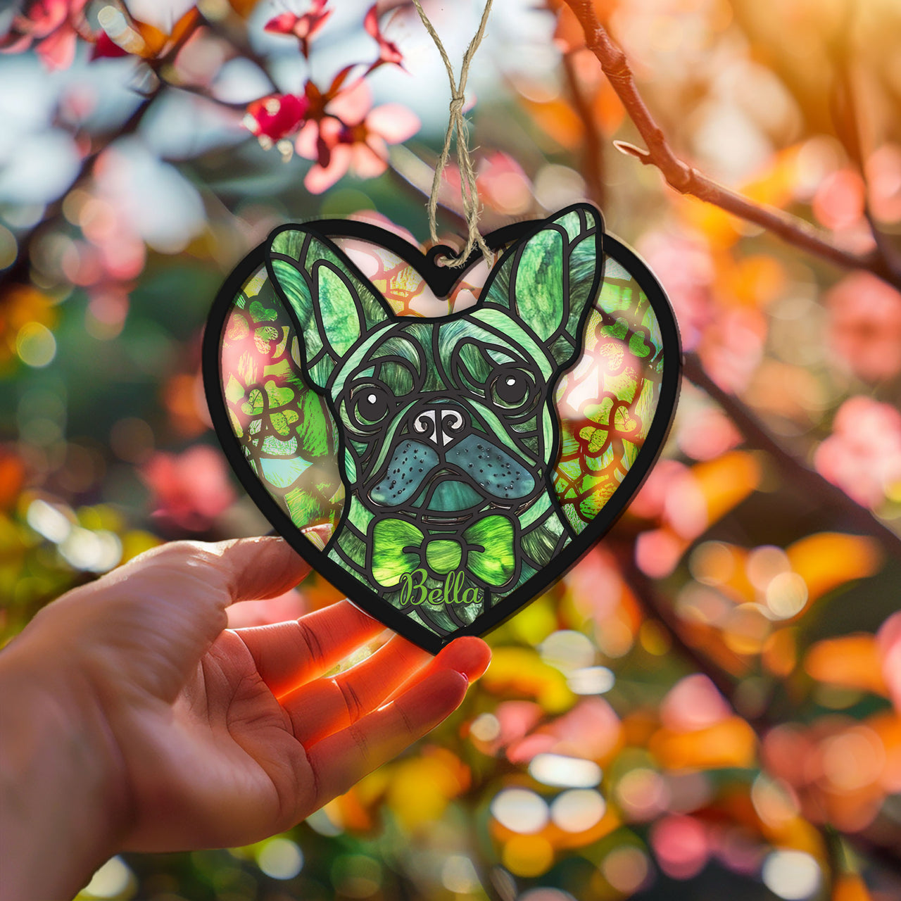 French Bulldog Shamrock Suncatcher Ornament Frenchie Lovers Irish Home Decor St Patrick's Day Gift