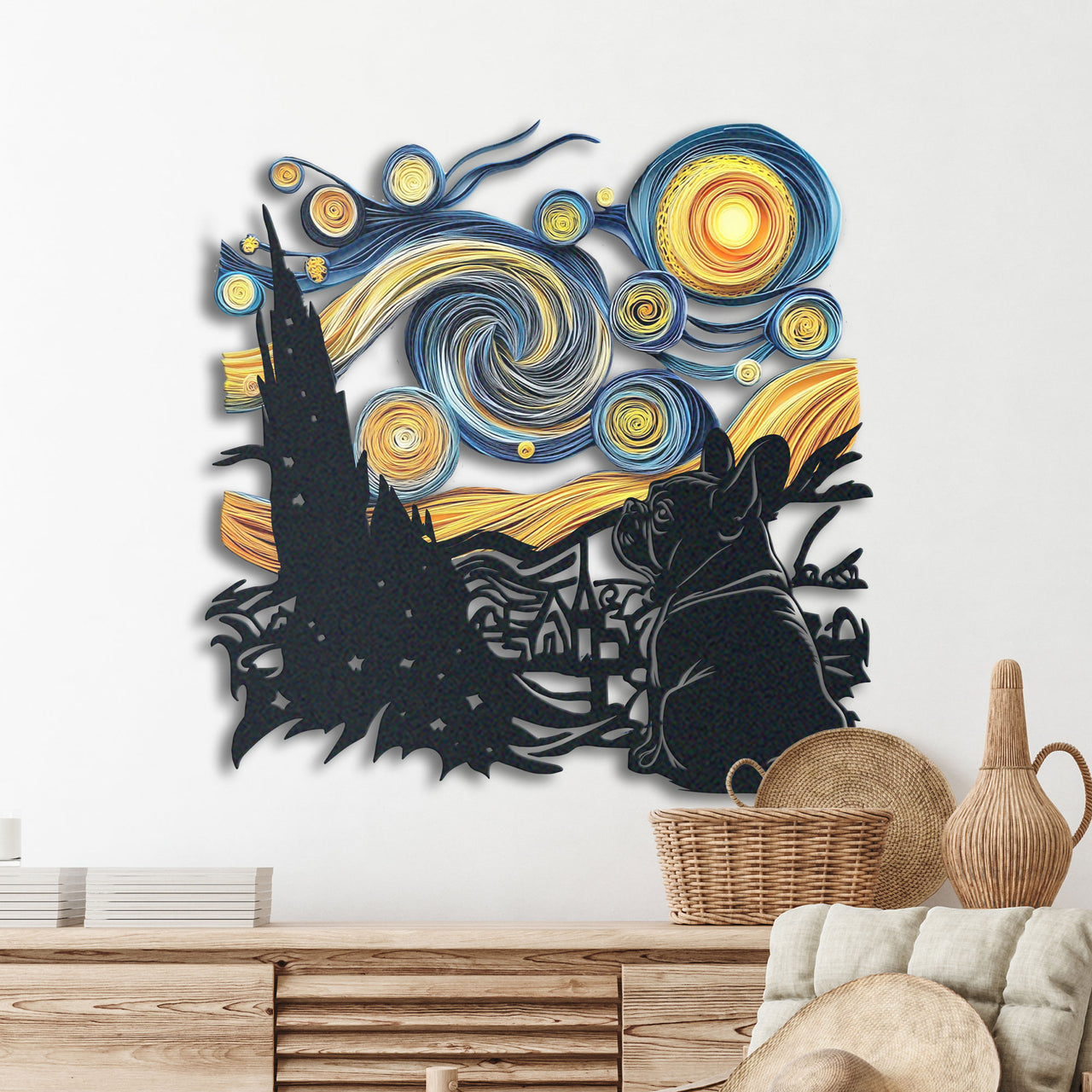 Abstract Custom Dog Metal Wall Art Starry Night Unique Gift for Dog Lovers