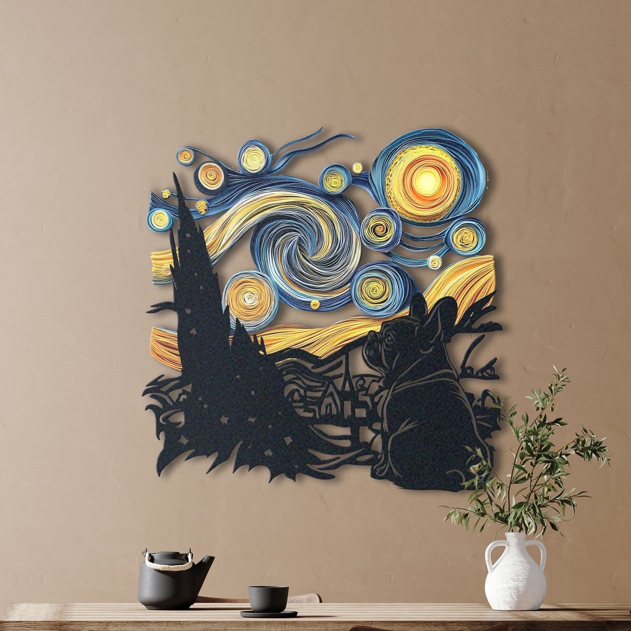 Abstract Custom Dog Metal Wall Art Starry Night Unique Gift for Dog Lovers