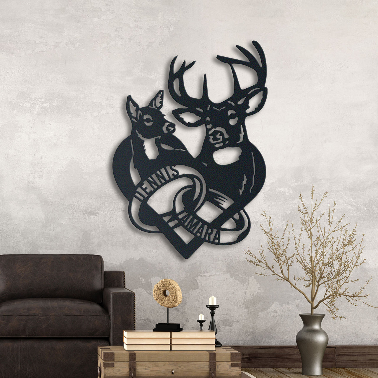 Hunting Deer Lovers Metal Sign Couple Name Buck and Doe Wedding Anniversary Gift for Deer Hunter