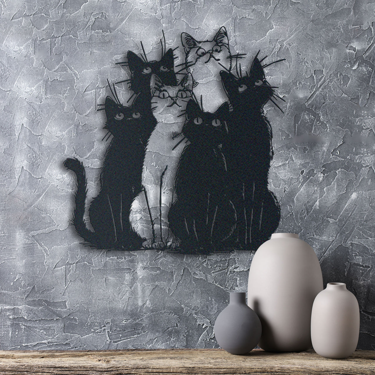 Funny Cats Metal Wall Art, Quirky Cat Decor for Living Room, Perfect Cat Lover Gift