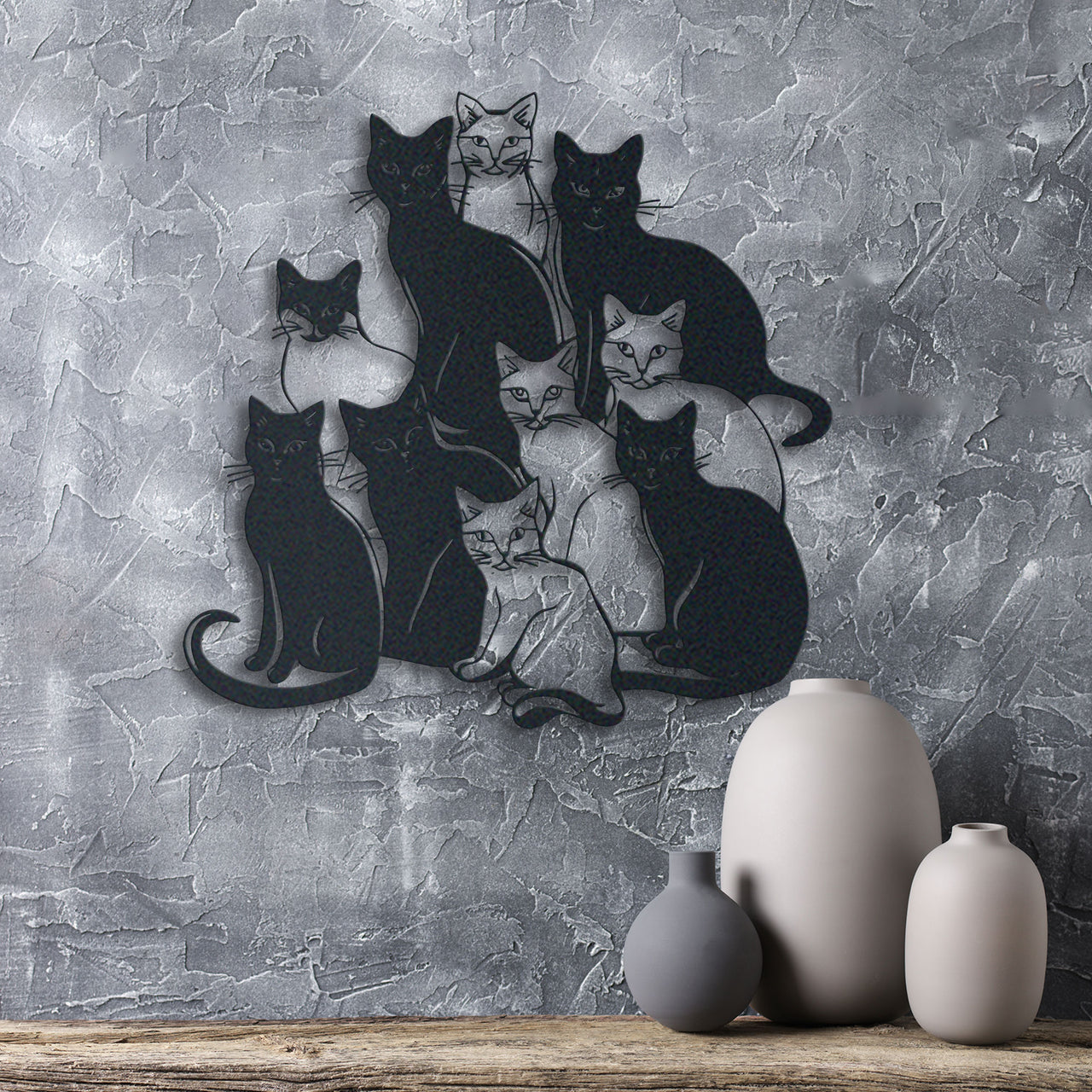 Cute Funny Cats Metal Wall Art, Stylish Cat Decor, Ideal Housewarming Gift for Cat Owners