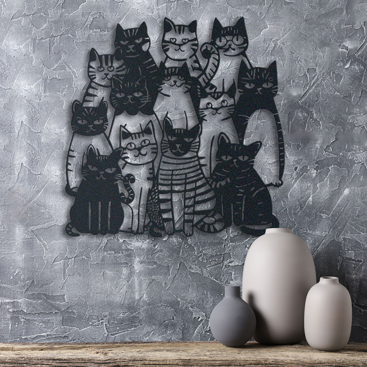 Humorous Metal Cats Wall Art, Unique Cat-Themed Decor, Great Birthday Gift for Cat Enthusiasts