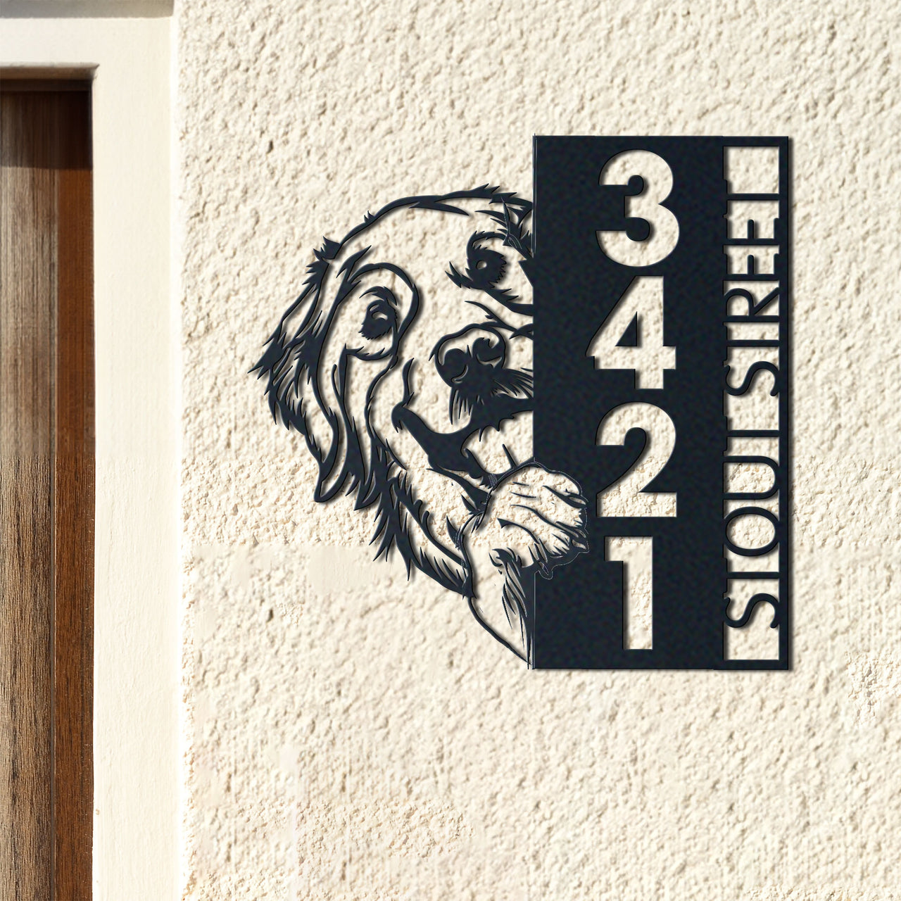 Dog House Number, Dog Address Sign, Vertical House Number Plaque for Outdoor Use