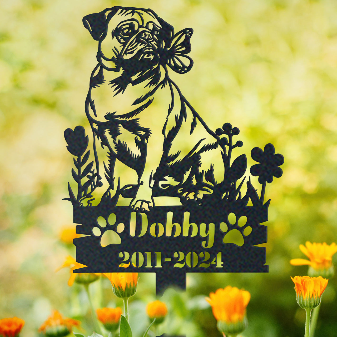 Personalized Garden Stake Gift for Pug Memorial Pet Sympathy Signs Dog Loss Gift