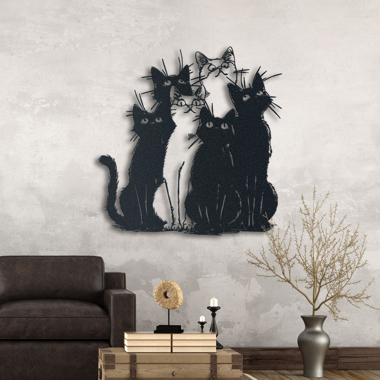 Funny Cats Metal Wall Art, Quirky Cat Decor for Living Room, Perfect Cat Lover Gift