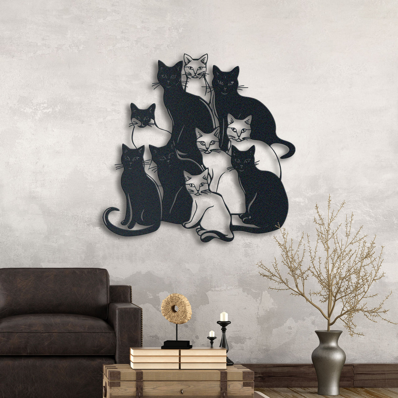 Cute Funny Cats Metal Wall Art, Stylish Cat Decor, Ideal Housewarming Gift for Cat Owners