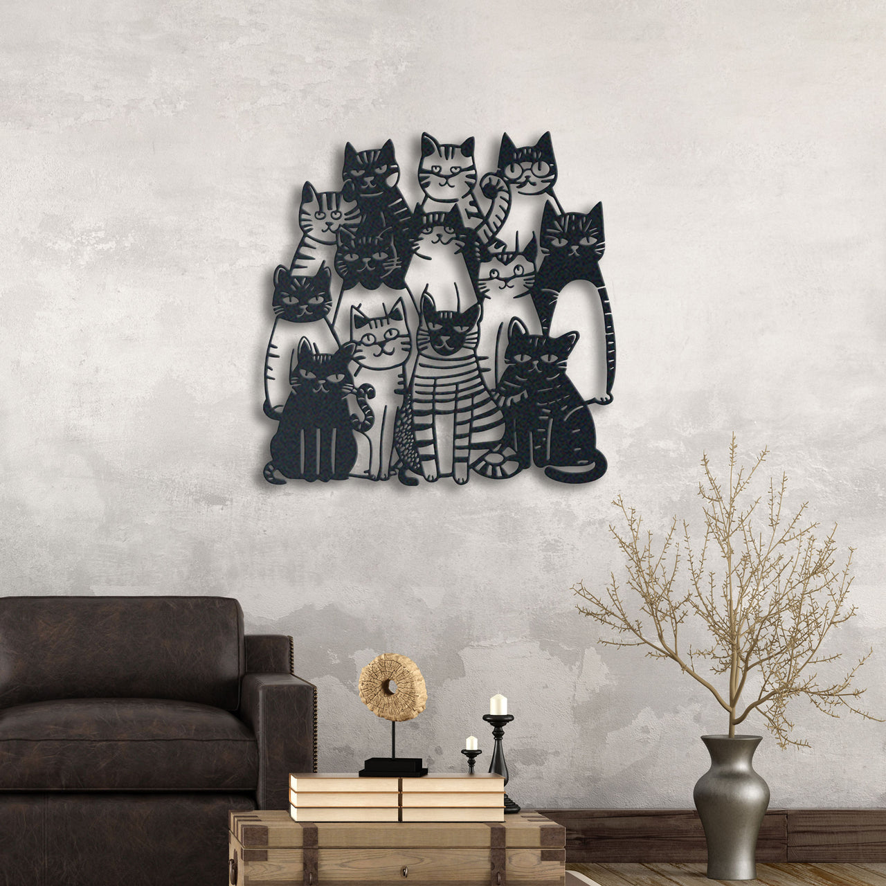 Humorous Metal Cats Wall Art, Unique Cat-Themed Decor, Great Birthday Gift for Cat Enthusiasts