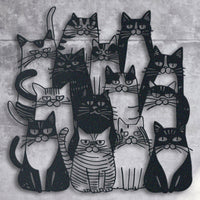 Thumbnail for Funny Whimsical Cats Metal Wall Art, Outdoor Wall Decor for Cat Lovers, Unique Feline Art