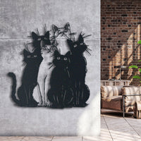 Thumbnail for Funny Cats Metal Wall Art, Quirky Cat Decor for Living Room, Perfect Cat Lover Gift