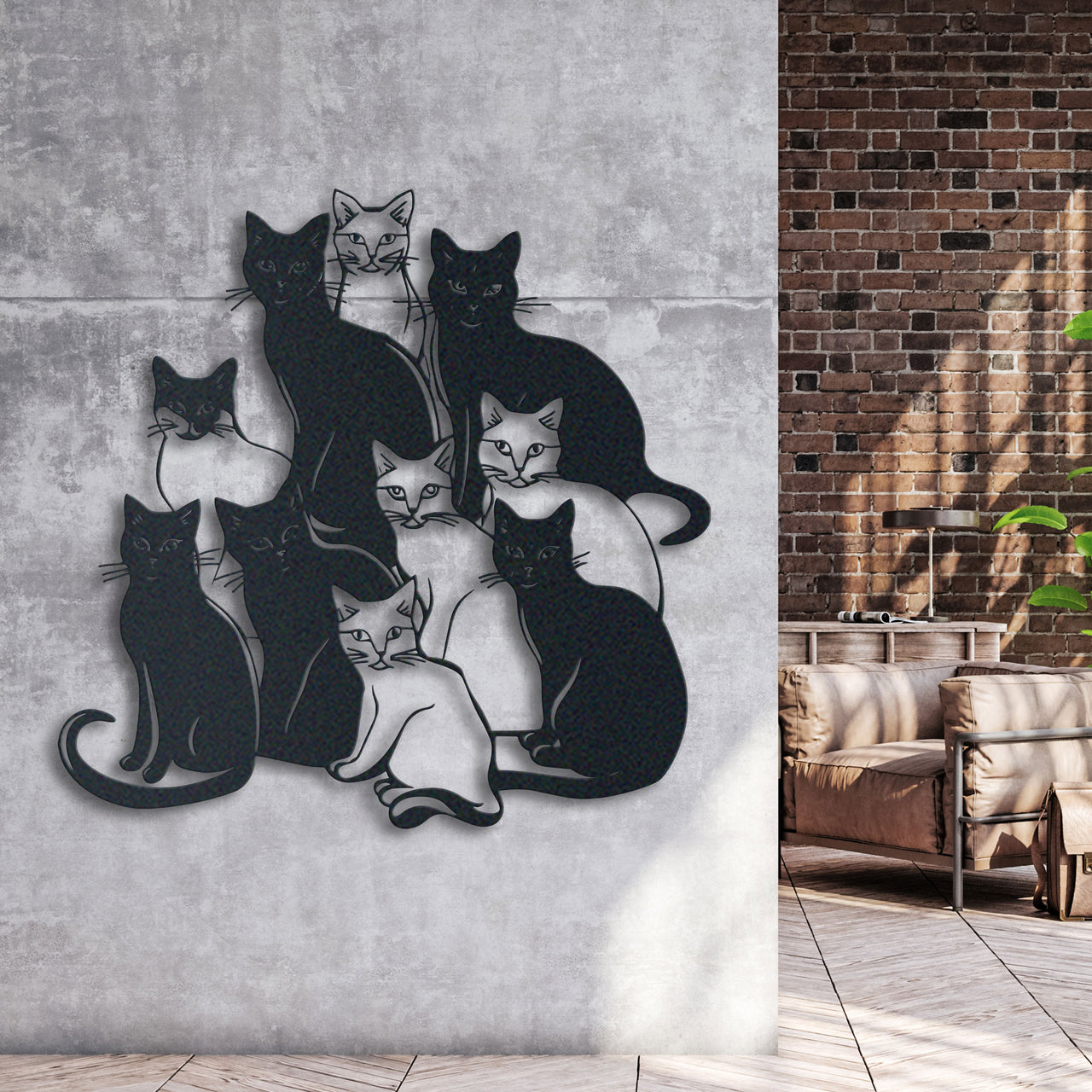 Cute Funny Cats Metal Wall Art, Stylish Cat Decor, Ideal Housewarming Gift for Cat Owners