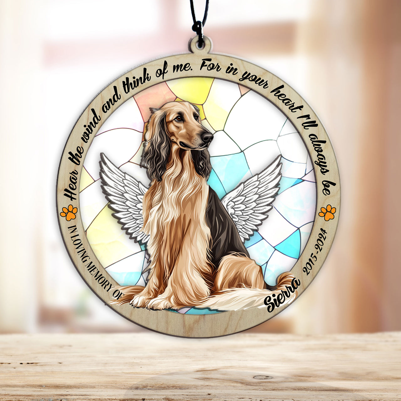 Suncatcher Ornament Afghan Hound Sitting Memorial, Dog Ornament Home Decor, Pet Loss Gift, Thoughtful Christmas Gift