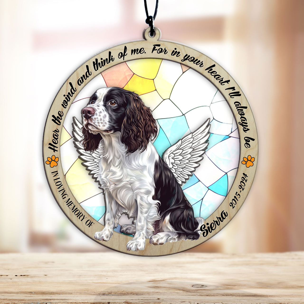 Suncatcher Ornament English Springer Spaniel Sitting Memorial, Dog Ornament Home Decor, Pet Loss Gift, Thoughtful Christmas Gift