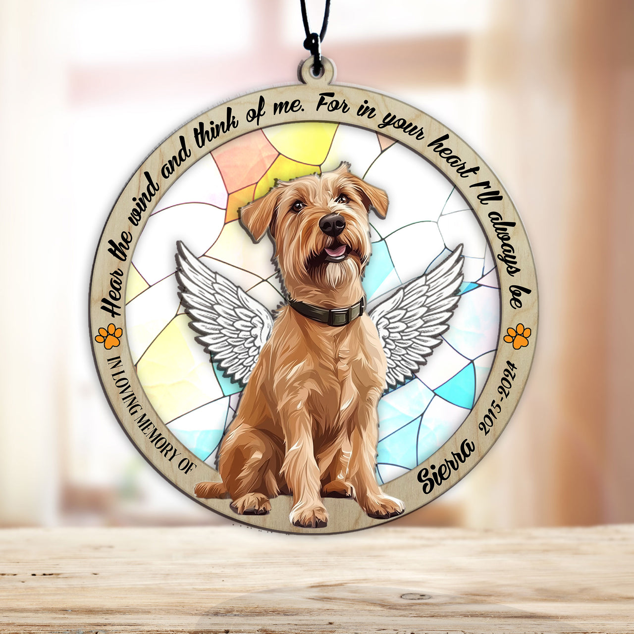 Suncatcher Ornament Wheaten Sitting Memorial, Dog Ornament Home Decor, Pet Loss Gift, Thoughtful Christmas Gift