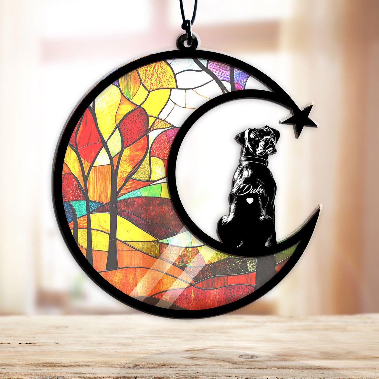 Suncatcher Ornament Boxer 3 Memorial, Dog Ornament Home Decor, Pet Loss Gift, Thoughtful Christmas Gift