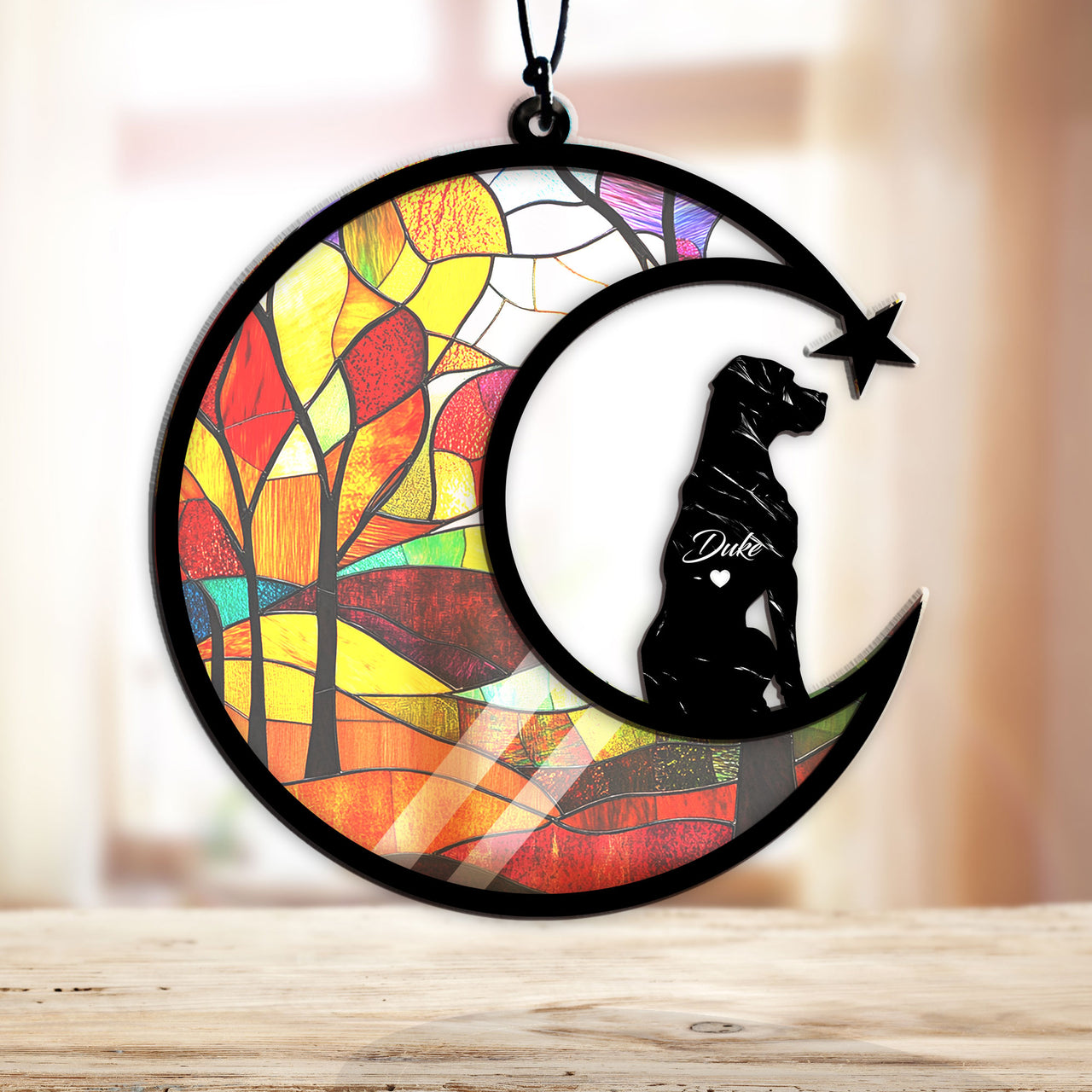 Suncatcher Ornament Boxer 2 Memorial, Dog Ornament Home Decor, Pet Loss Gift, Thoughtful Christmas Gift