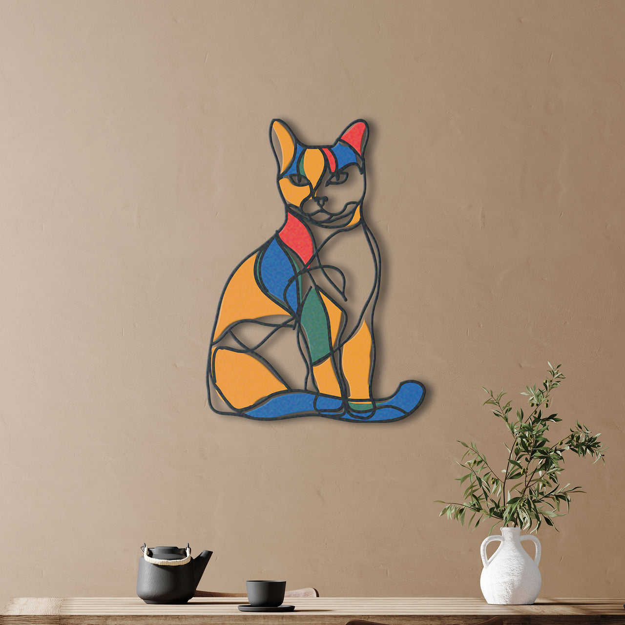 Abstract Cat Metal Wall Art, Gift for Cat Lovers, Perfect for Cat Enthusiasts