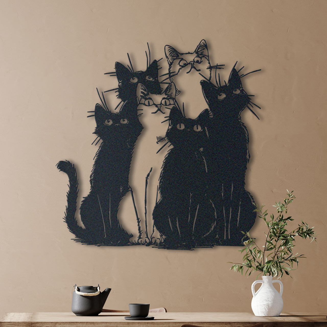 Funny Cats Metal Wall Art, Quirky Cat Decor for Living Room, Perfect Cat Lover Gift