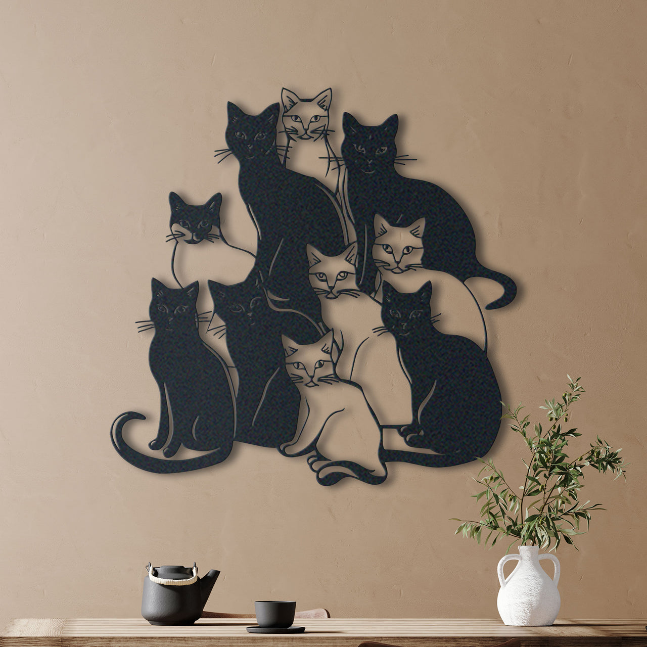 Cute Funny Cats Metal Wall Art, Stylish Cat Decor, Ideal Housewarming Gift for Cat Owners