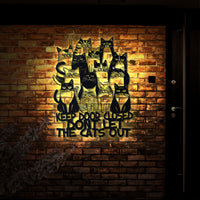 Thumbnail for Cat Lover Metal Wall Art, Cat Welcome Sign with LED Lights, Dont Let The Cat Out