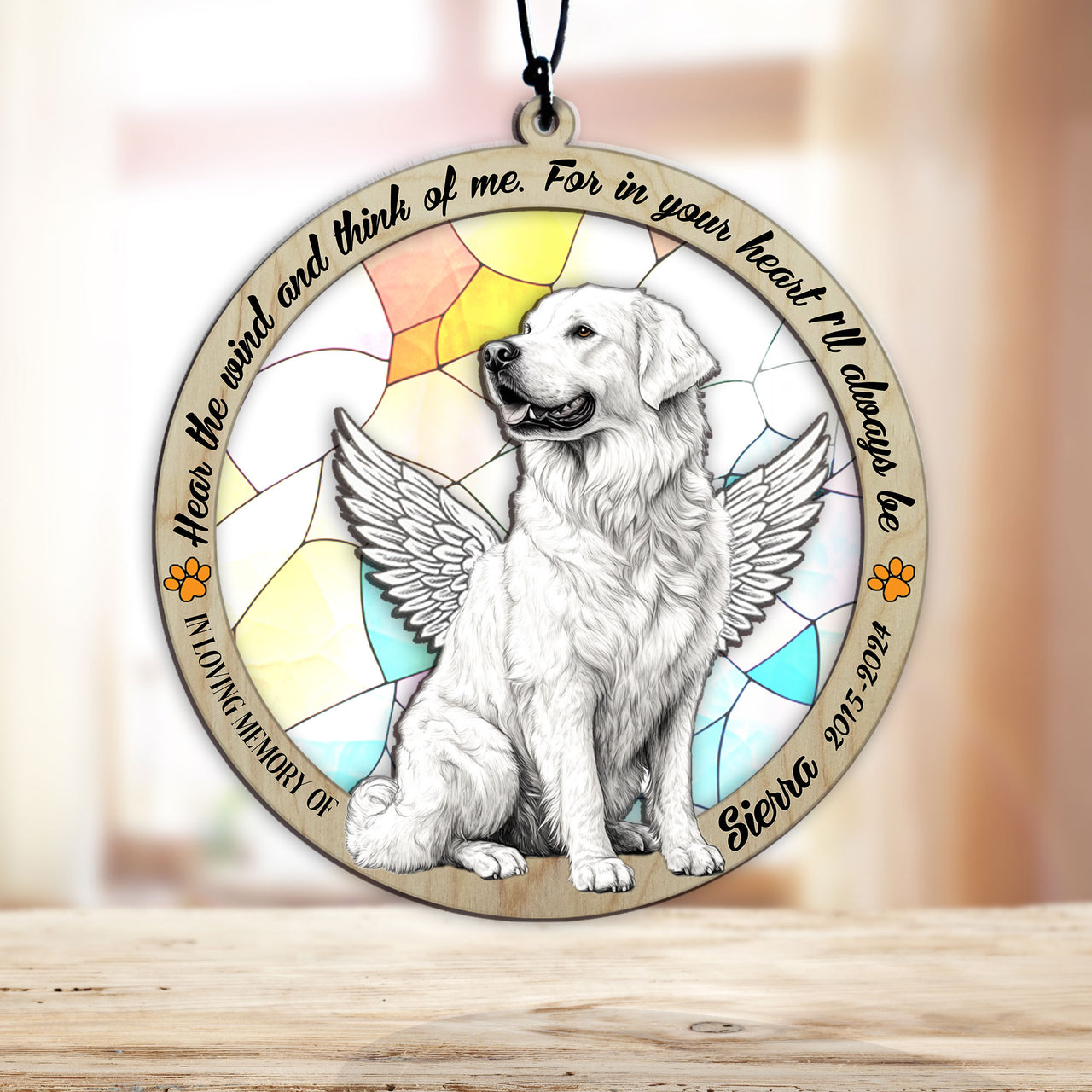 Suncatcher Ornament Great Pyrenees Sitting Memorial, Dog Ornament Home Decor, Pet Loss Gift, Thoughtful Christmas Gift