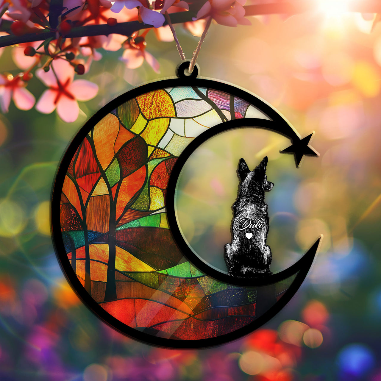 Suncatcher Ornament Australian Kelpie Memorial, Dog Ornament Home Decor, Pet Loss Gift, Thoughtful Christmas Gift