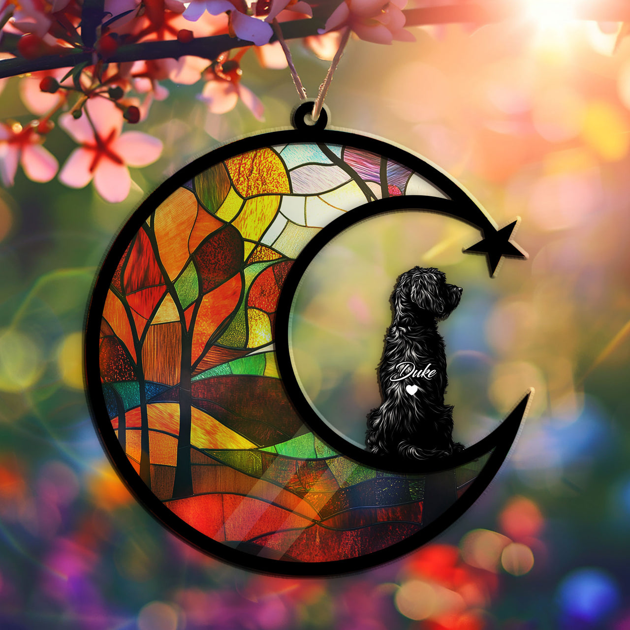 Suncatcher Ornament Aussiedoodle Memorial, Dog Ornament Home Decor, Pet Loss Gift, Thoughtful Christmas Gift