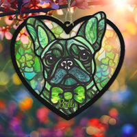 Thumbnail for French Bulldog Shamrock Suncatcher Ornament Frenchie Lovers Irish Home Decor St Patrick's Day Gift