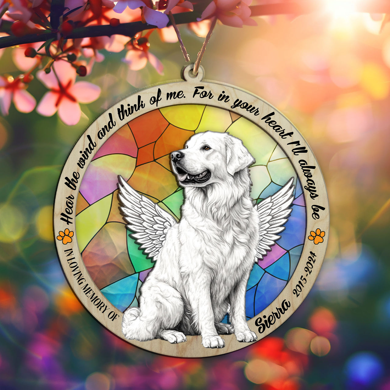 Suncatcher Ornament Great Pyrenees Sitting Memorial, Dog Ornament Home Decor, Pet Loss Gift, Thoughtful Christmas Gift