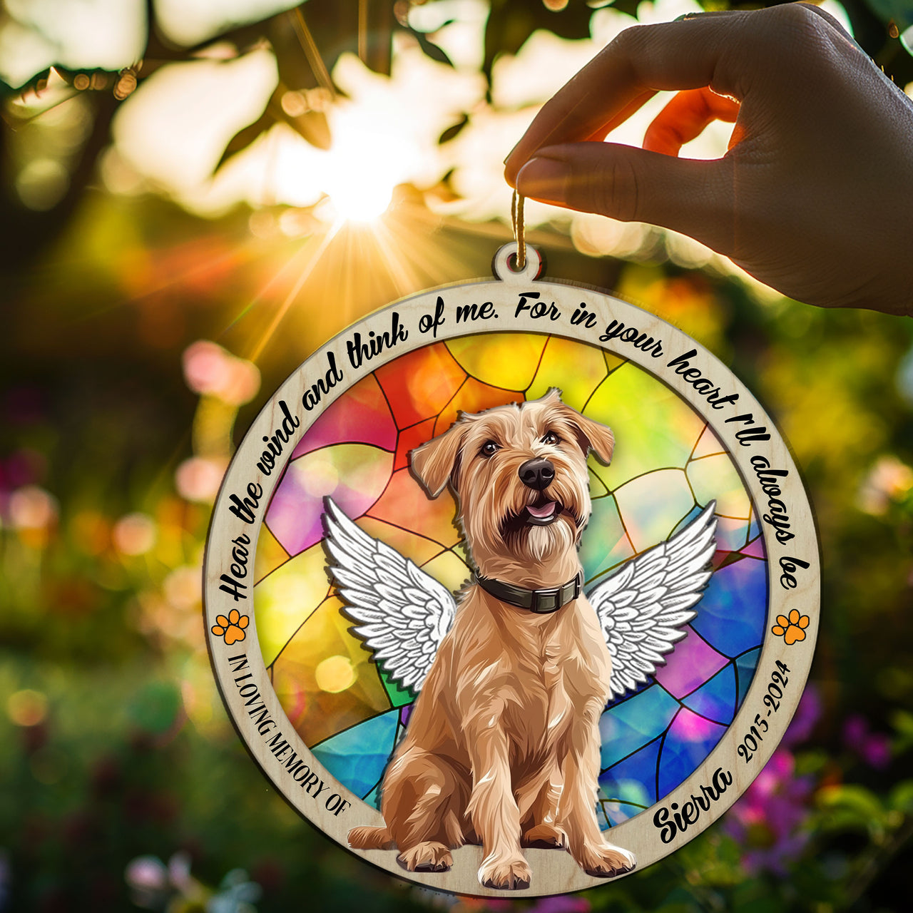 Suncatcher Ornament Wheaten Sitting Memorial, Dog Ornament Home Decor, Pet Loss Gift, Thoughtful Christmas Gift