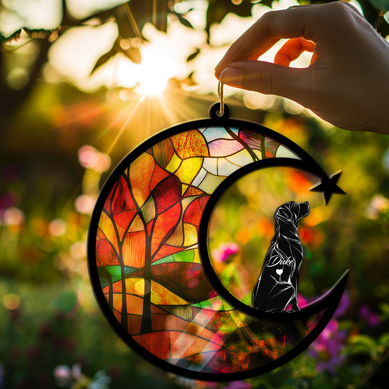 Suncatcher Ornament Black Mouth Cur Memorial, Dog Ornament Home Decor, Pet Loss Gift, Thoughtful Christmas Gift