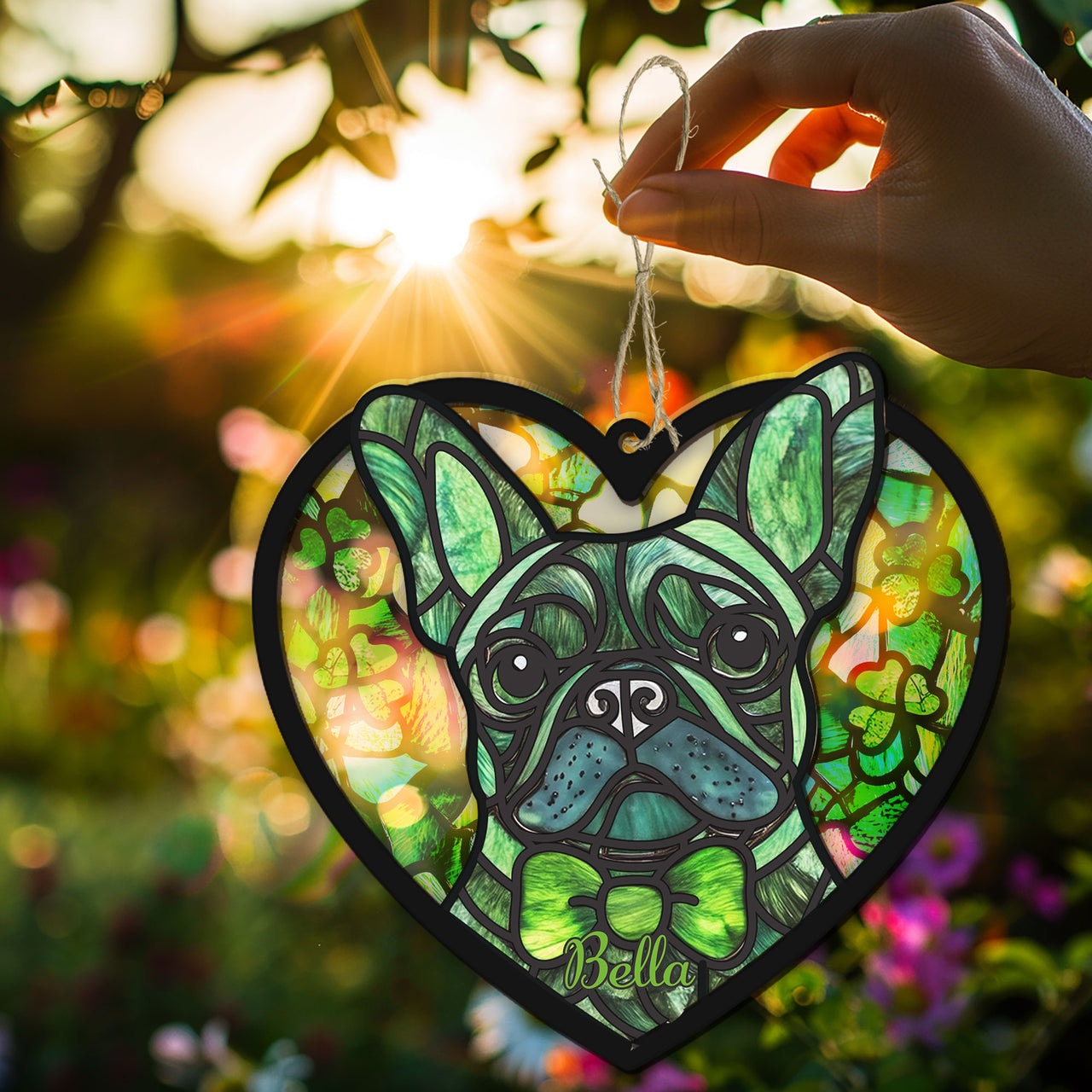 French Bulldog Shamrock Suncatcher Ornament Frenchie Lovers Irish Home Decor St Patrick's Day Gift