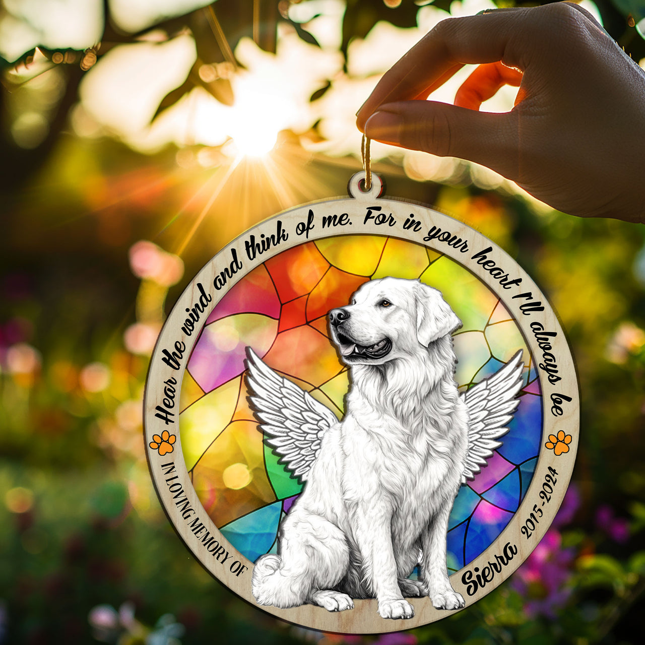 Suncatcher Ornament Great Pyrenees Sitting Memorial, Dog Ornament Home Decor, Pet Loss Gift, Thoughtful Christmas Gift