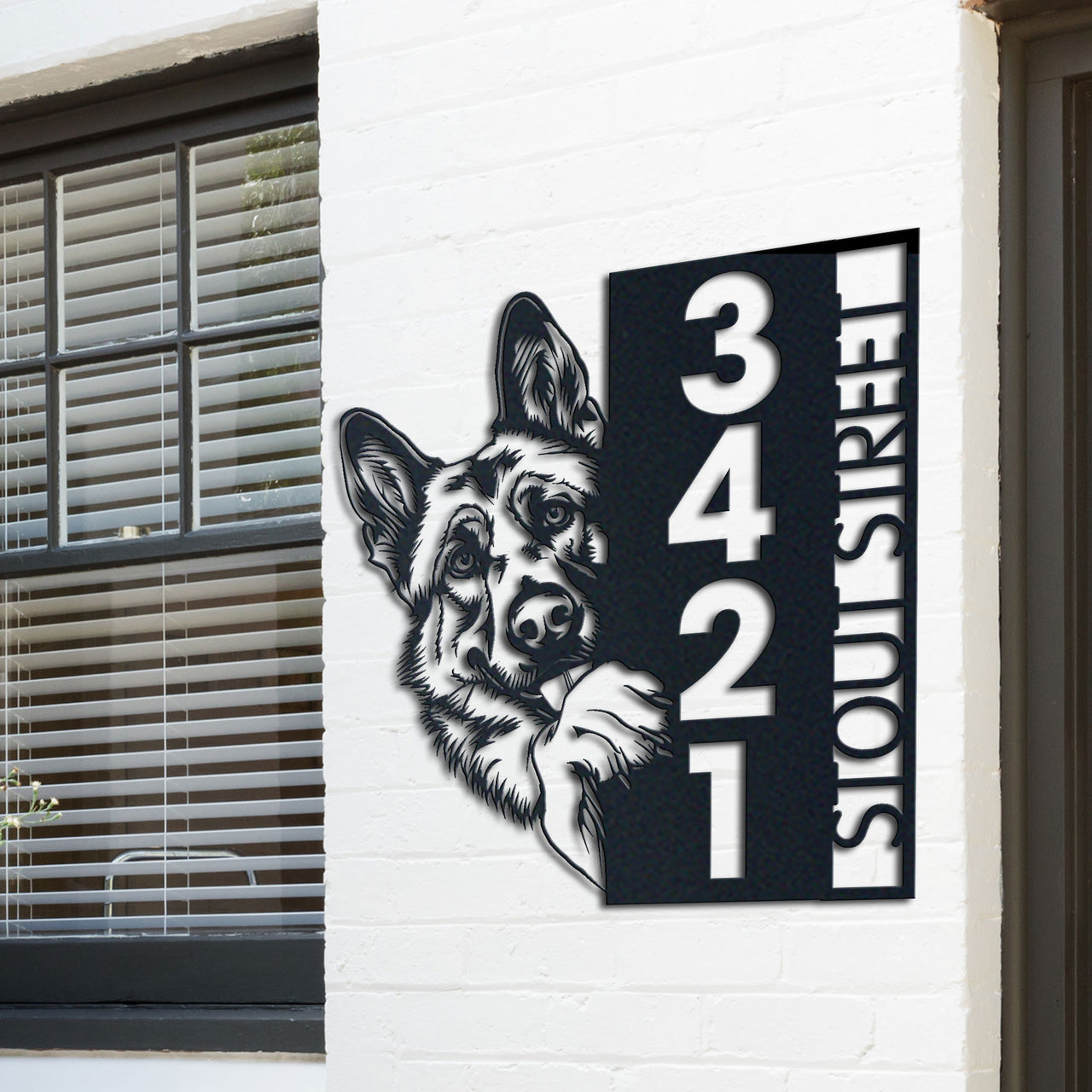 Dog House Number, Dog Address Sign, Vertical House Number Plaque for Outdoor Use