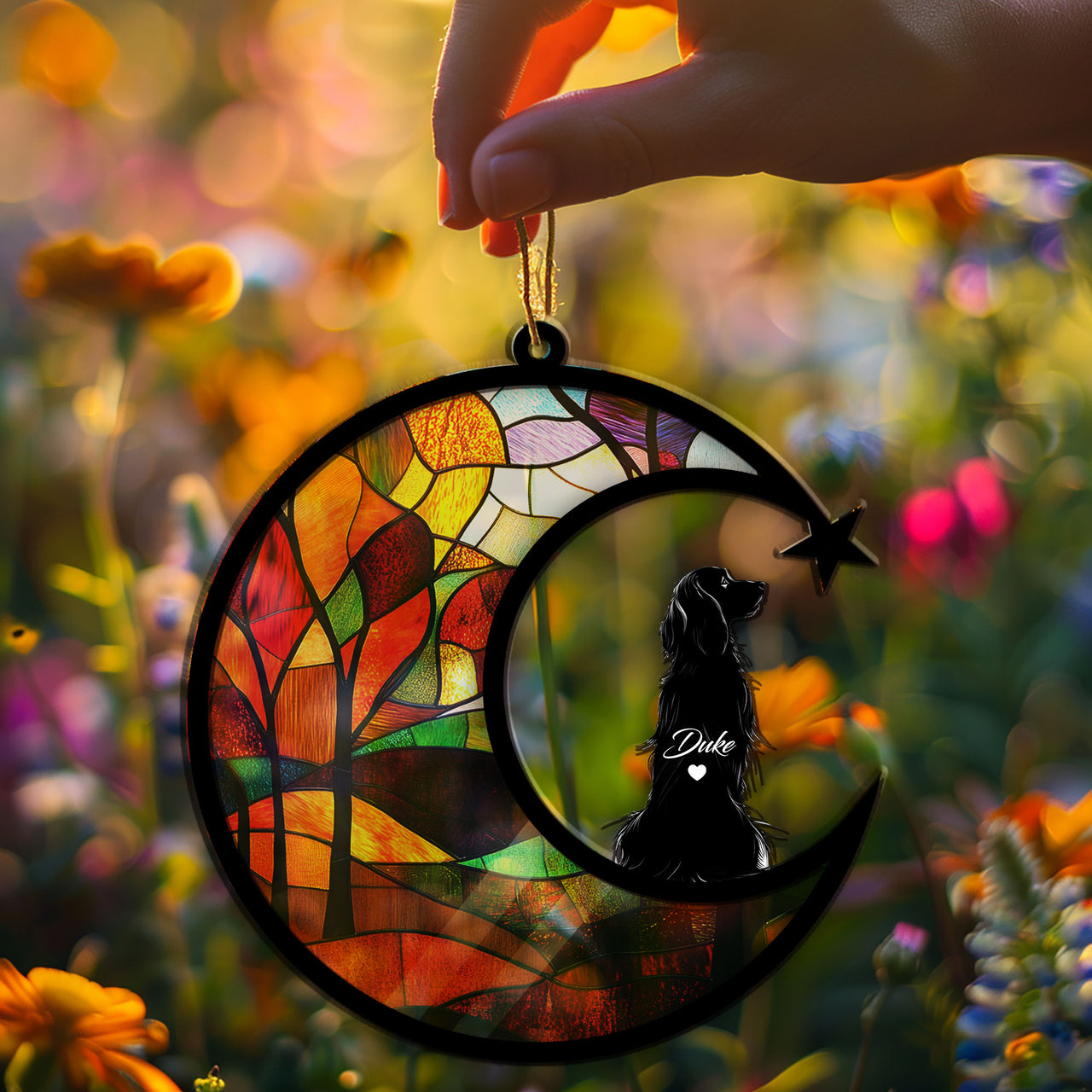 Suncatcher Ornament Afghan Hound Memorial, Dog Ornament Home Decor, Pet Loss Gift, Thoughtful Christmas Gift