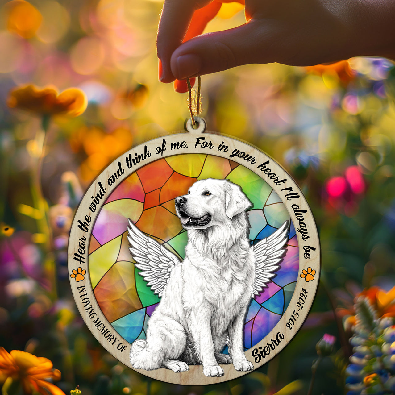 Suncatcher Ornament Great Pyrenees Sitting Memorial, Dog Ornament Home Decor, Pet Loss Gift, Thoughtful Christmas Gift