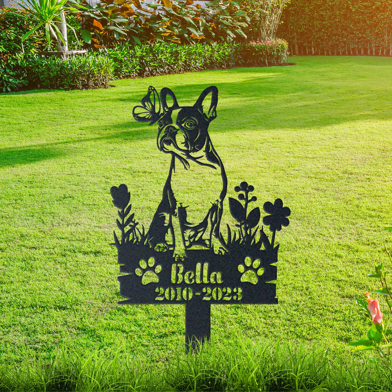 Personalized Garden Stake Gift for Boston Terrier Memorial Pet Sympathy Signs Dog Loss Gift