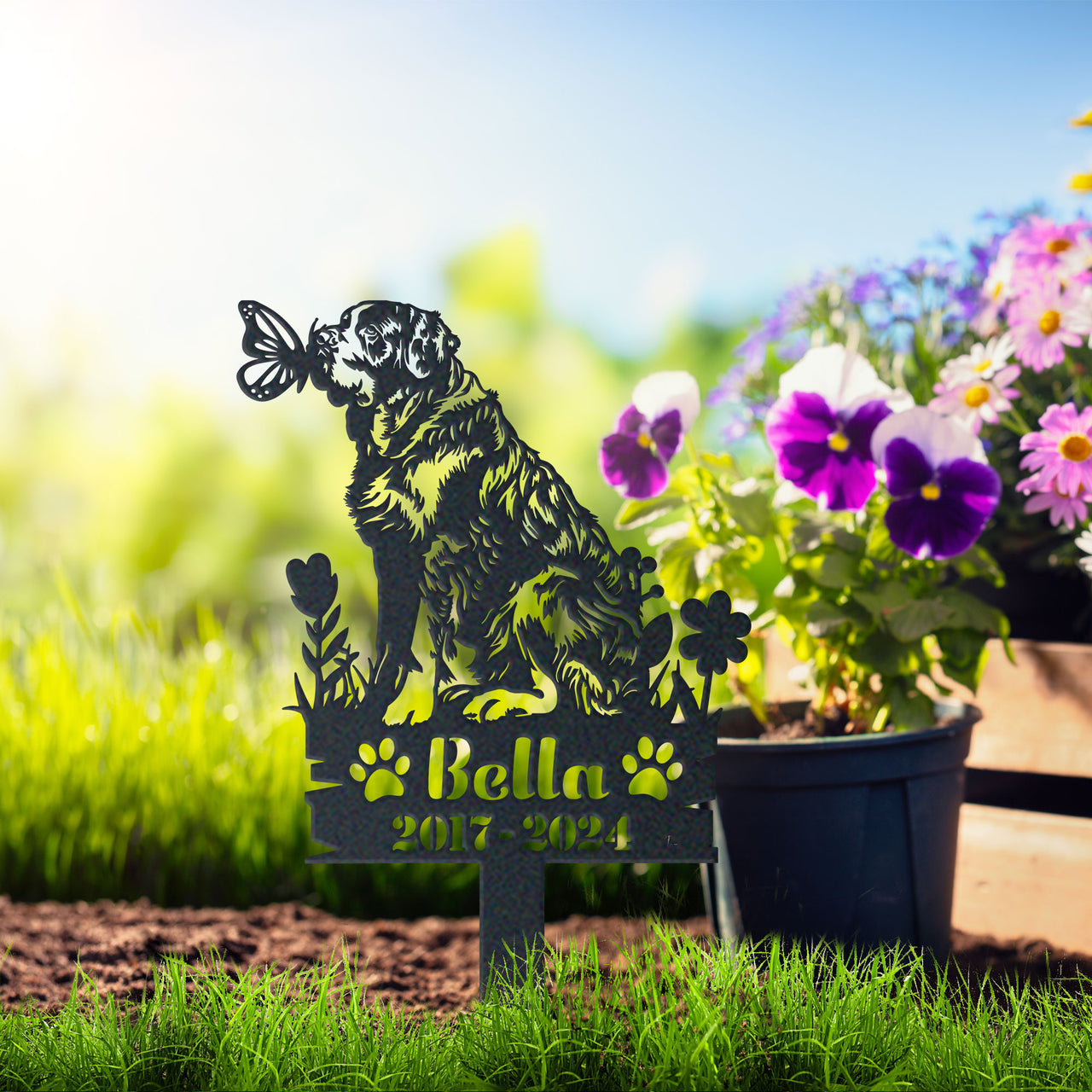 Personalized Garden Stake Gift for Saint Bernard Memorial Pet Sympathy Signs Dog Loss Gift