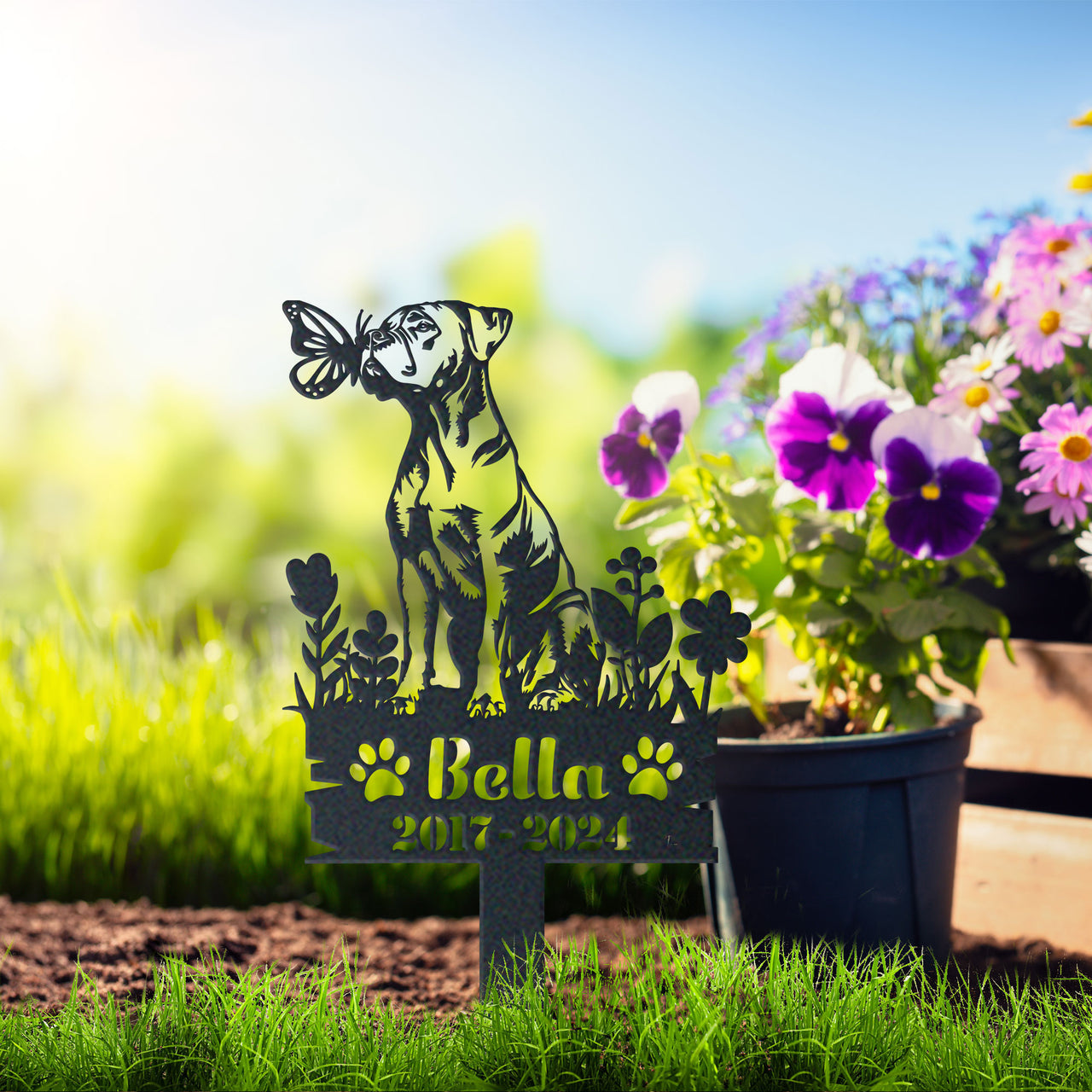 Personalized Garden Stake Gift for American Bulldog Memorial Pet Sympathy Signs Dog Loss Gift