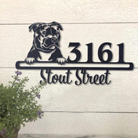 Thumbnail for Cute Staffordshire Bull Terrier Address Sign House Number Address Plaque Dog Lovers Gift